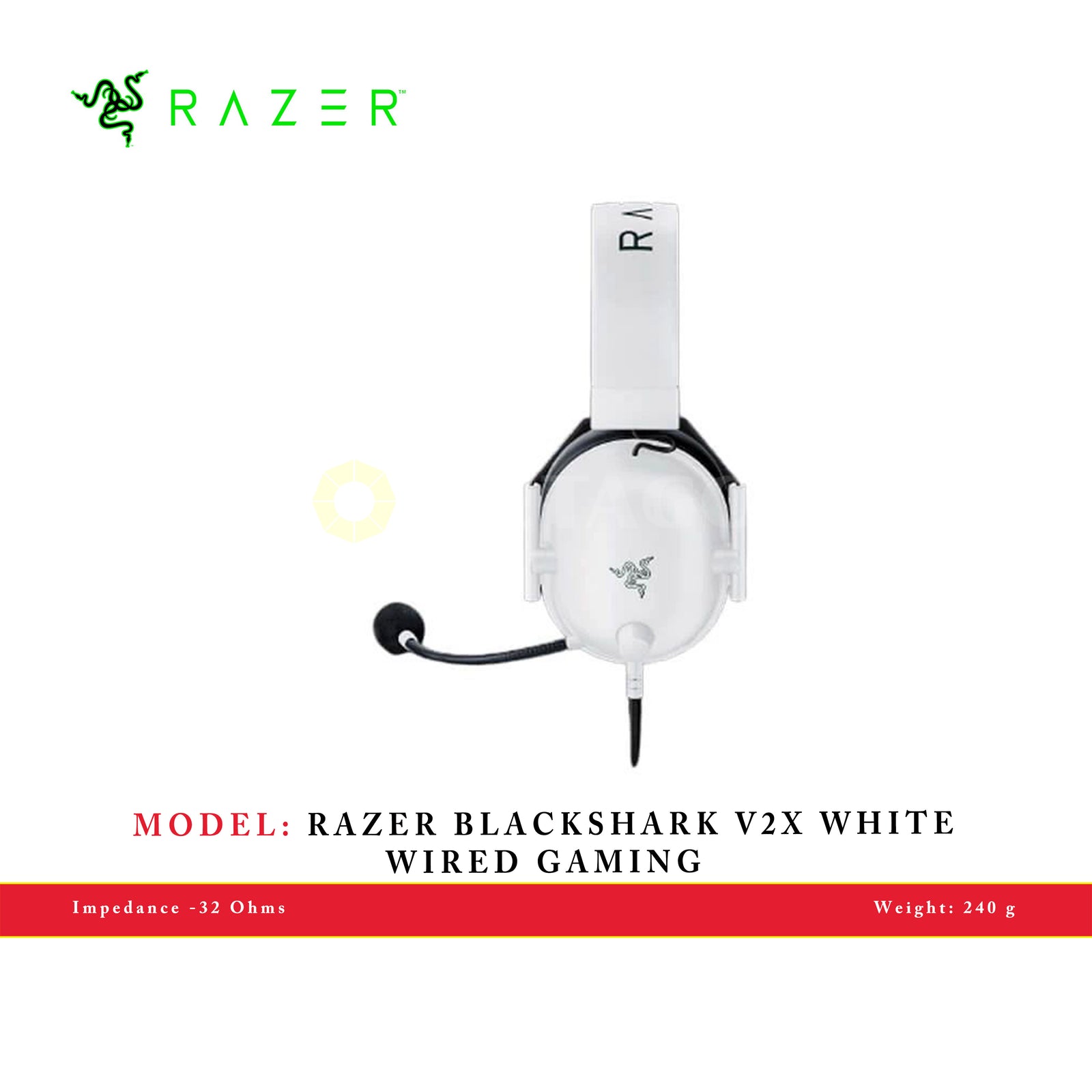 RAZER BLACKSHARK V2X WHITE WIRED GAMING