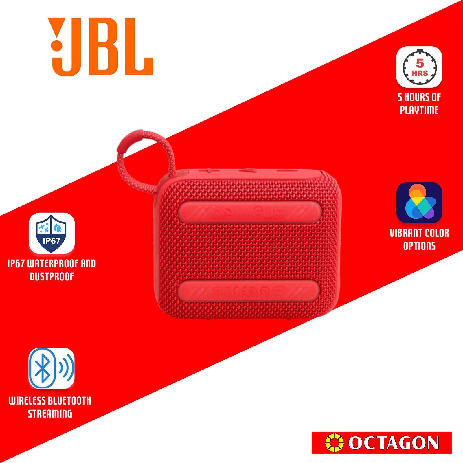 JBL GO 3 BT RED SPEAKER PORTABLE