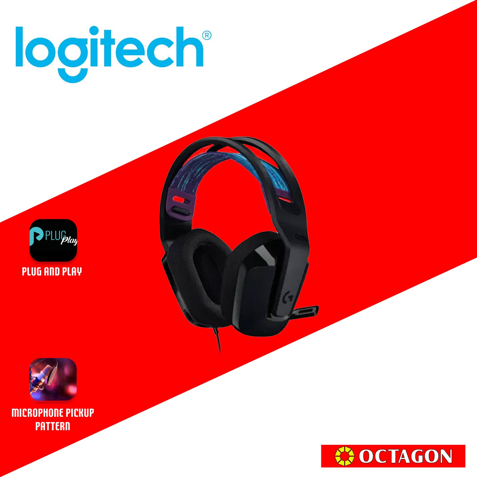 LOGITECH G335 BLACK HEADSET 3.5MM SINGLE JACK GAMING