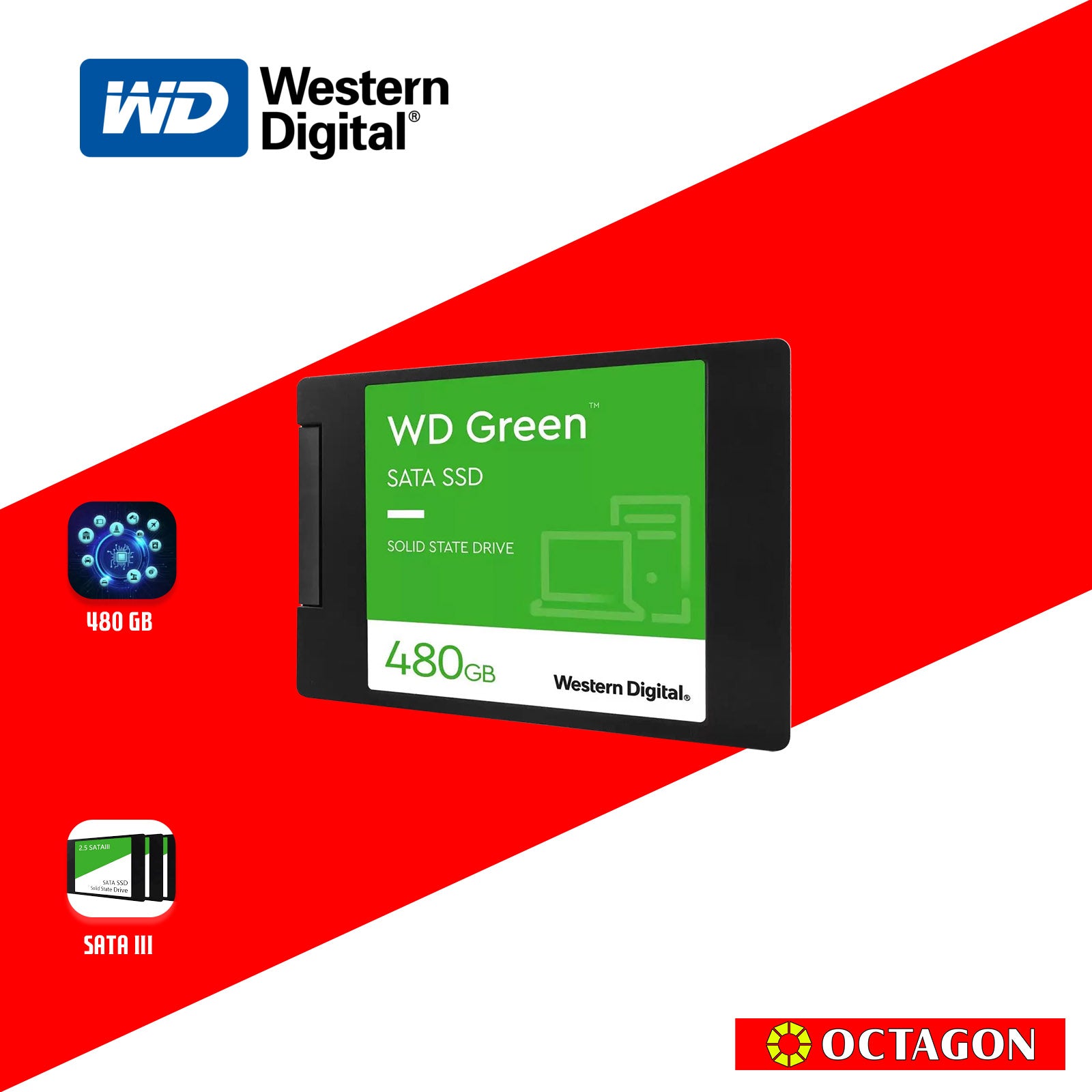 WD SSD 480GB AND 1TB GREEN SATA 3 GEN 3