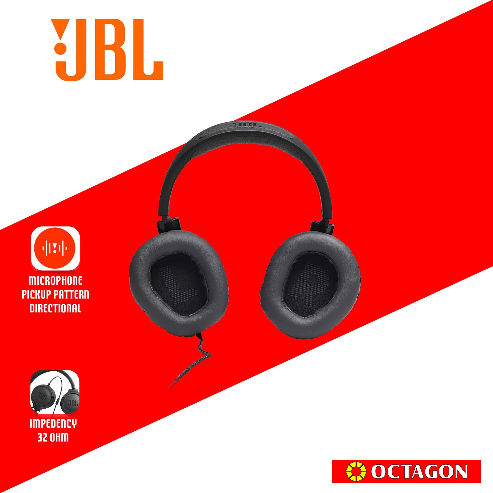 JBL QUANTUM 100 BLACK HEADSET OVER-EAR