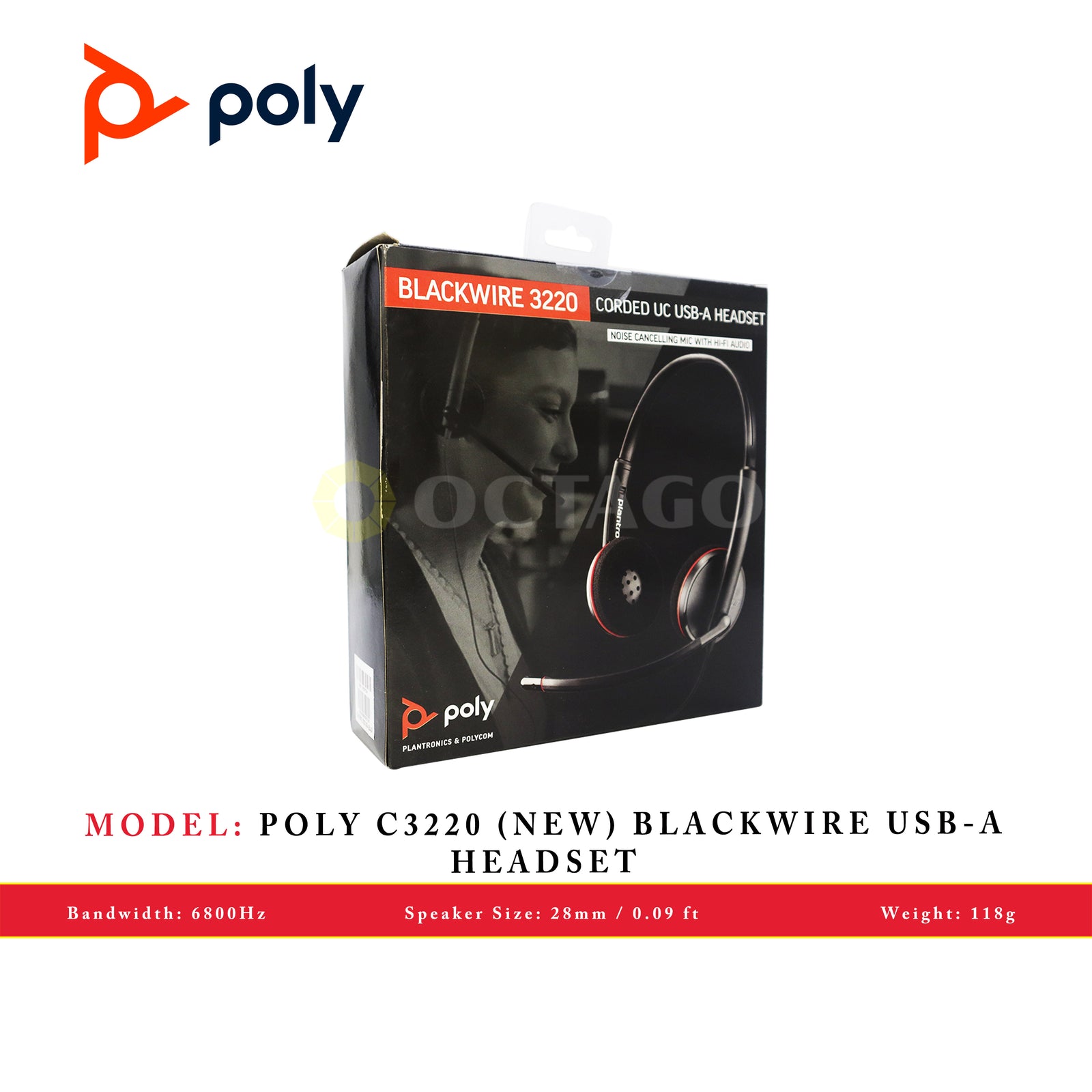 POLY C3220 (NEW) BLACKWIRE USB-A HEADSET