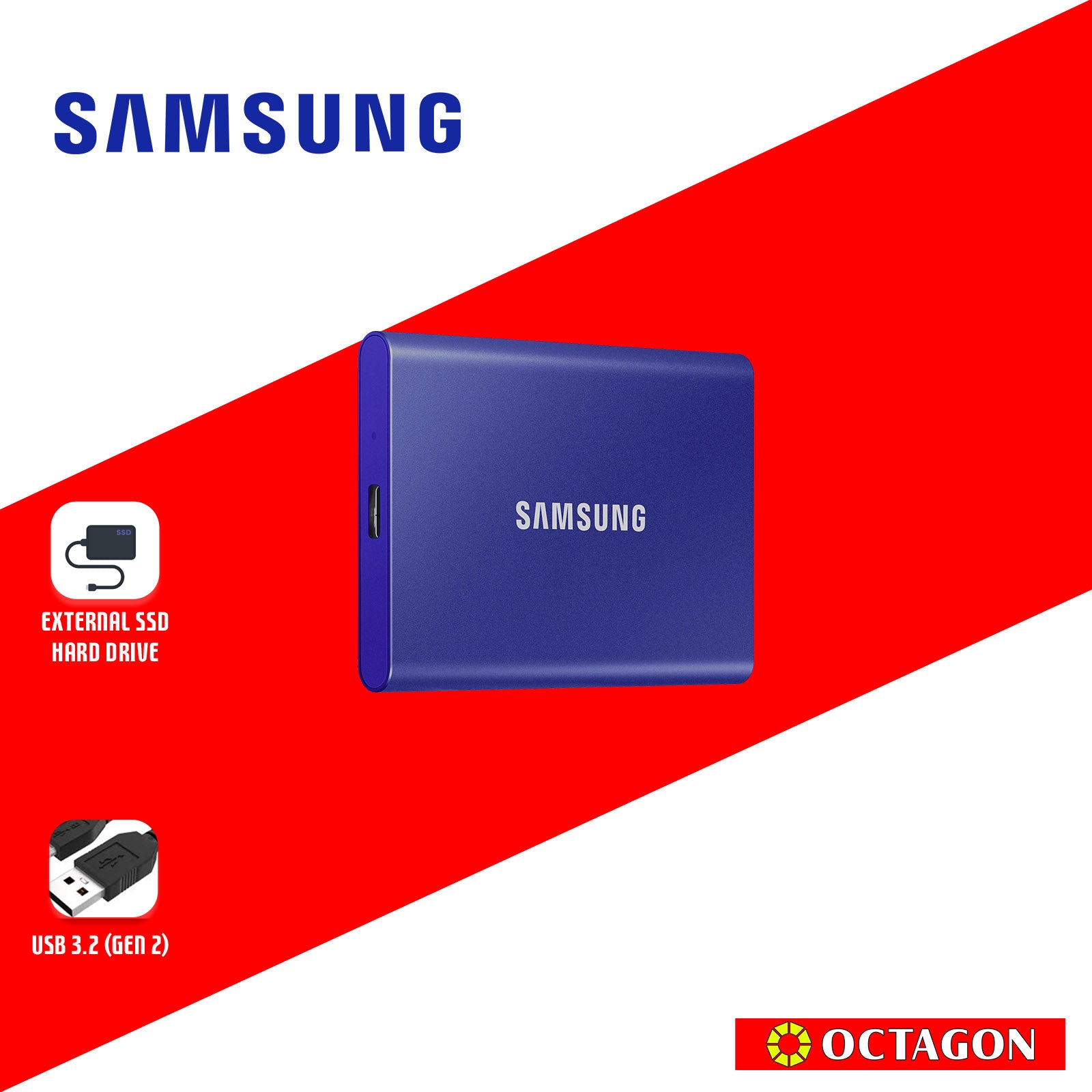 SAMSUNG T7 1TB BLUE PORTABLE SSD