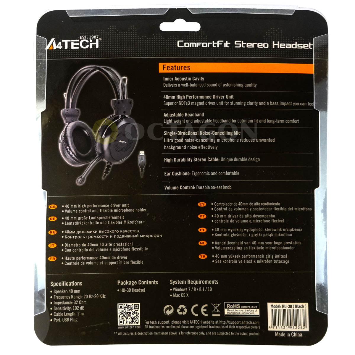 A4 TECH HU-30 USB HEADSET SINGLE DIRECT