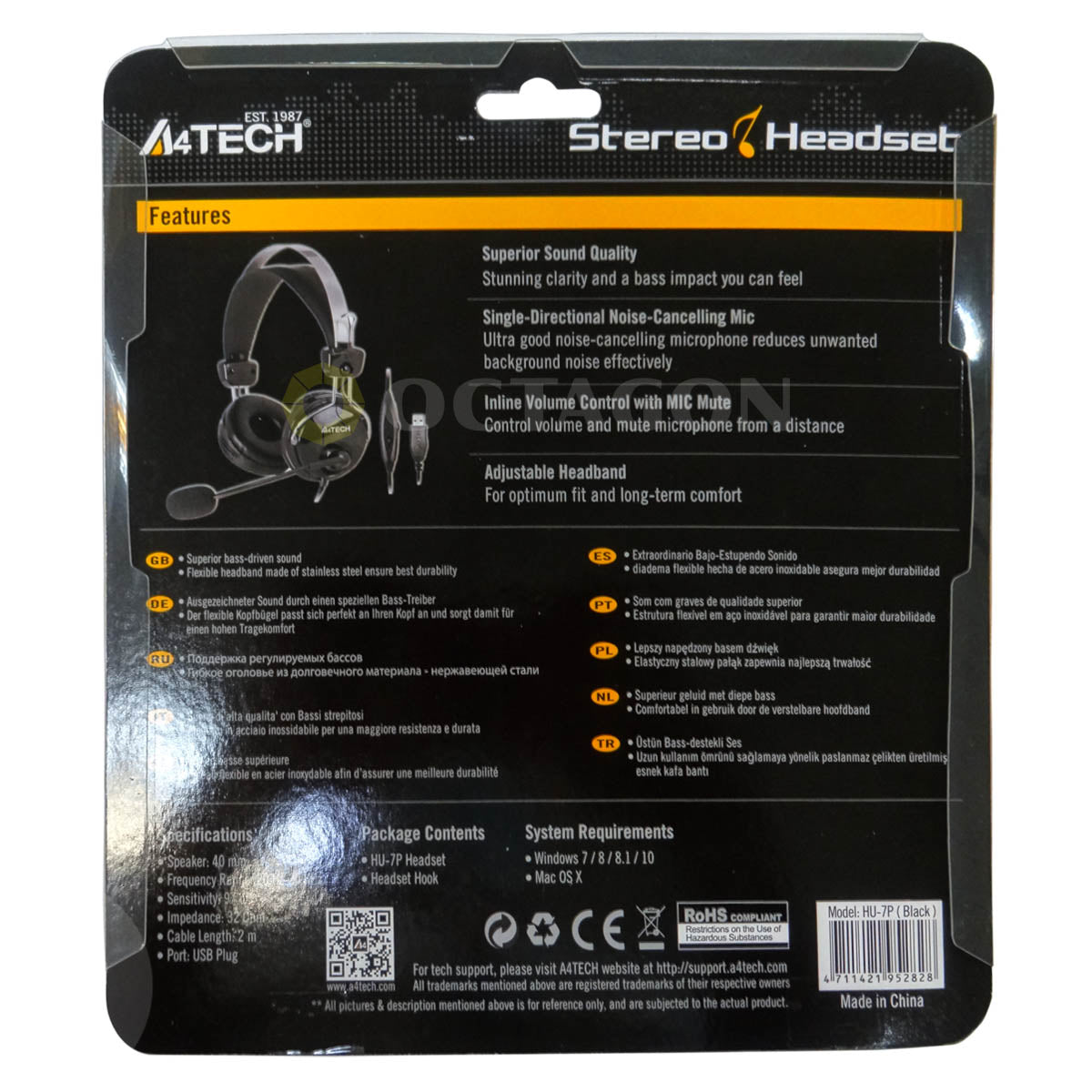 A4 TECH HU-7P USB HEADSET SINGLE DIRECT