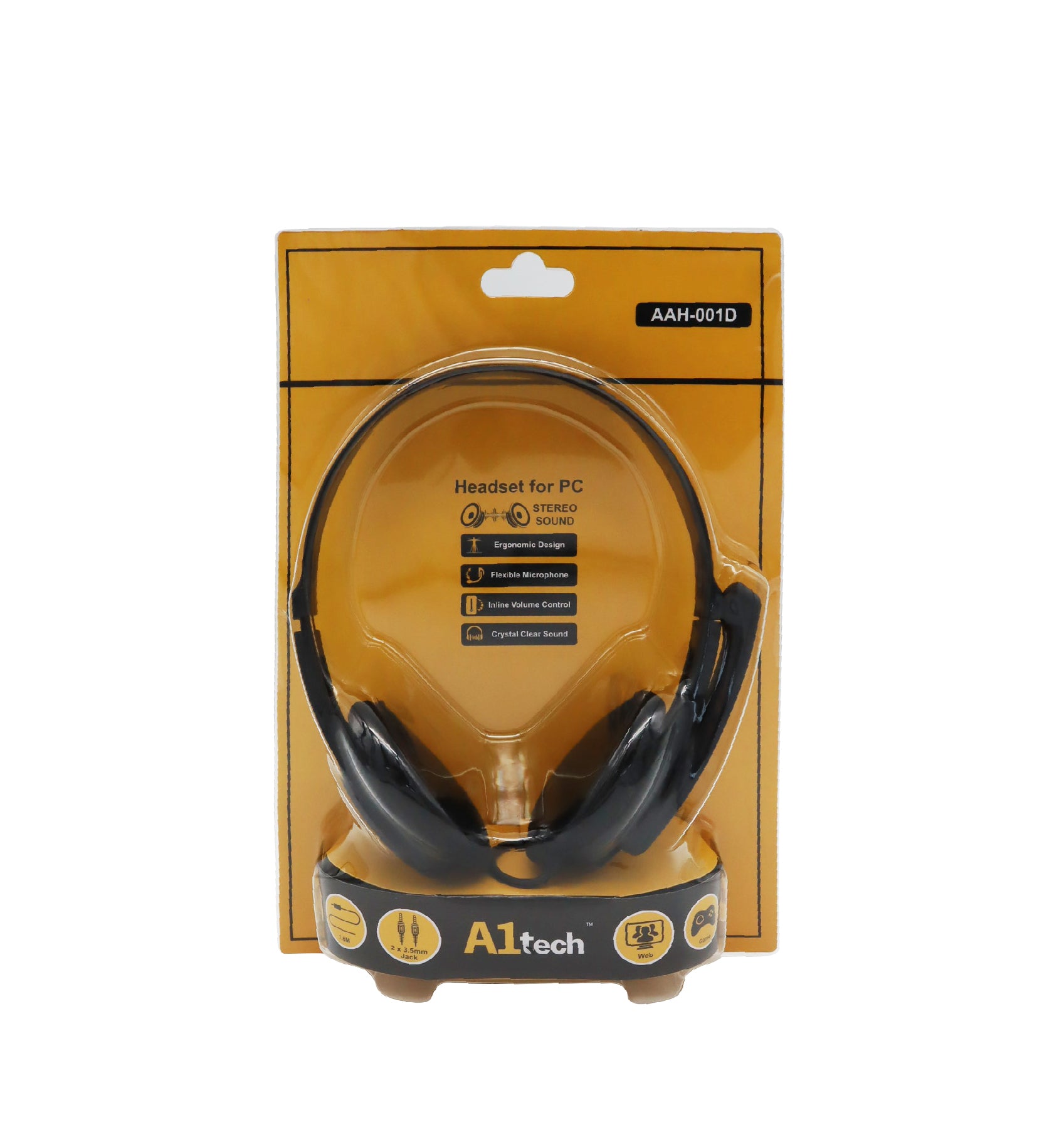 A1TECH AAH-001D 2X3.5MM PC HEADSET WITH MICROPHONE & CONTROLLER