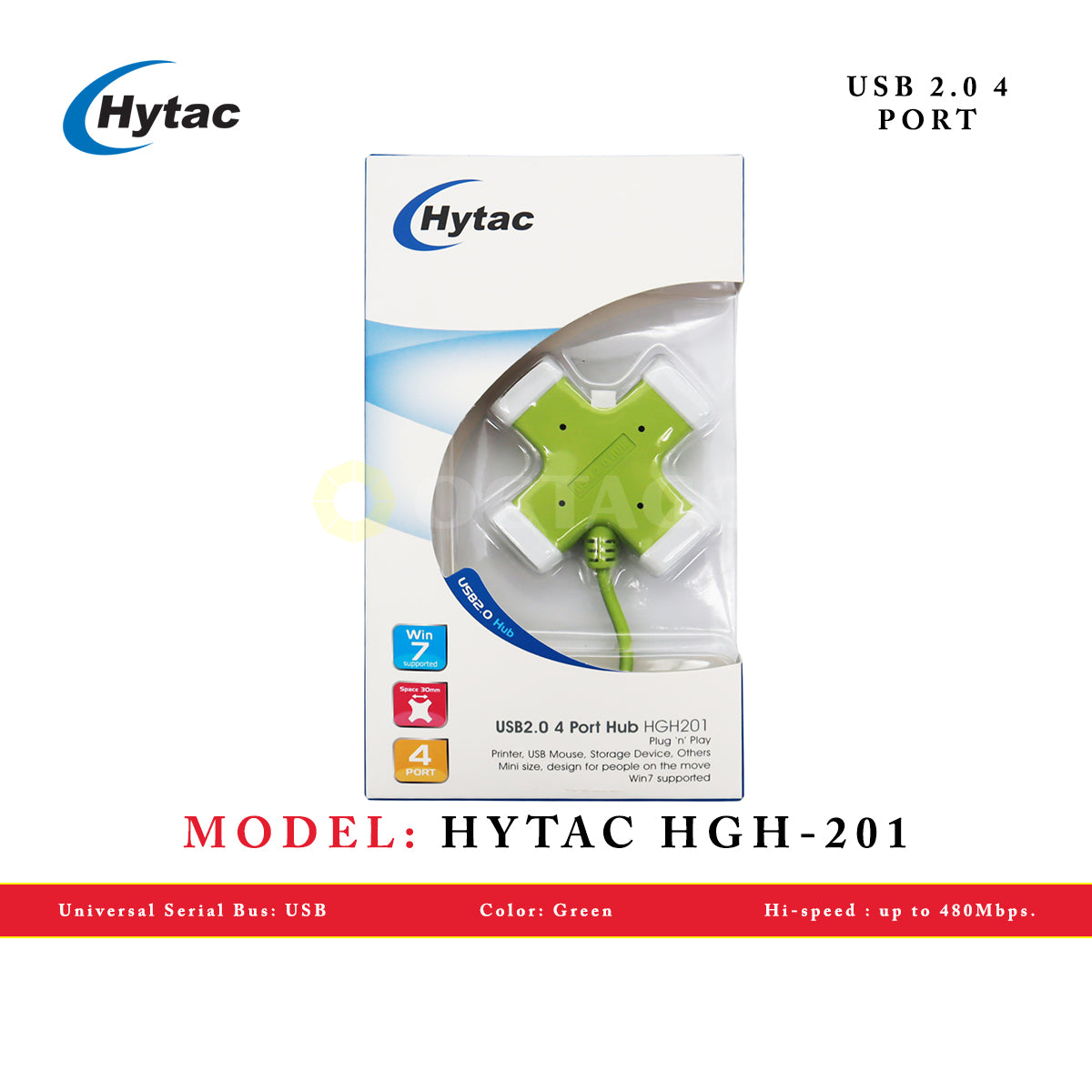 HYTAC HGH-201 GREEN (NEW) USB 2.0 4 PORT